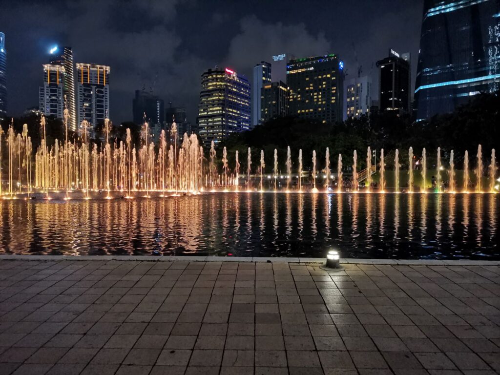 Fountain light show in KLCC Park, Kuala Lumpur, Malaysia