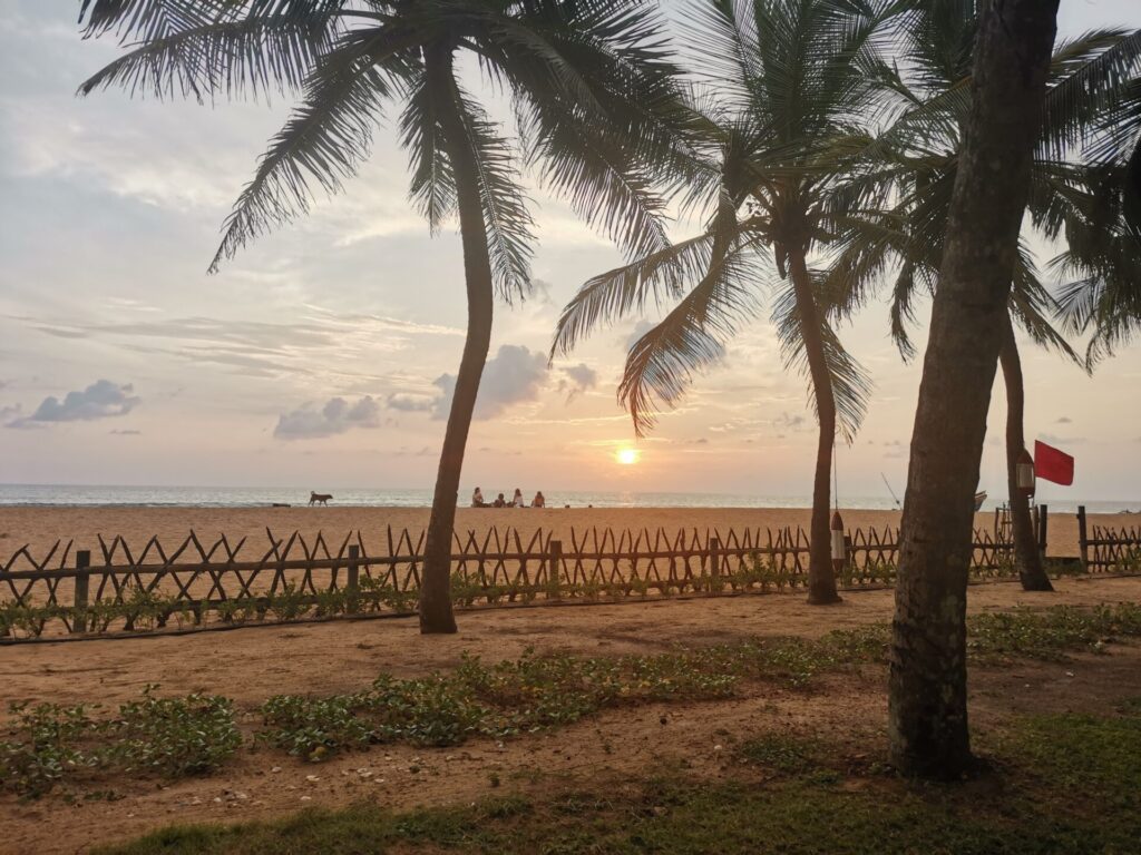 Sunset over the beach in Kalutara, Sri Lanka