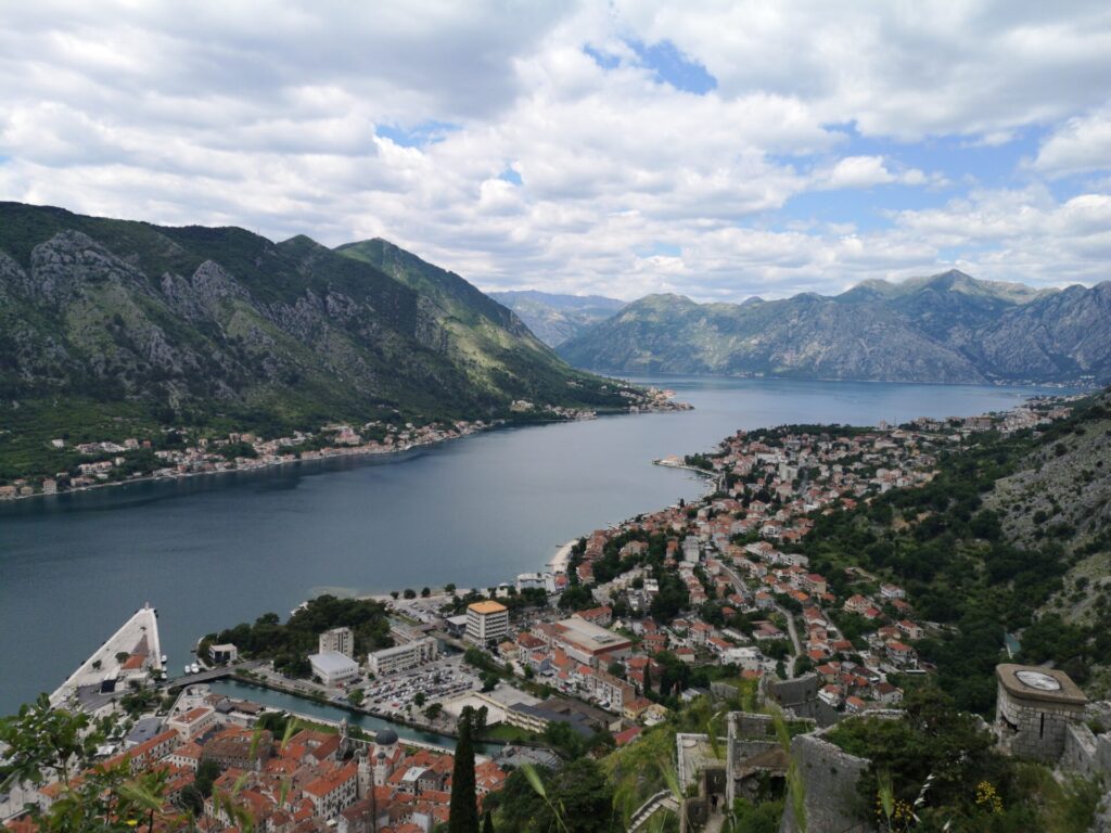 Views over the Bay of Kotor, Montenegro on a patchy cloud day - Kotor travel guide