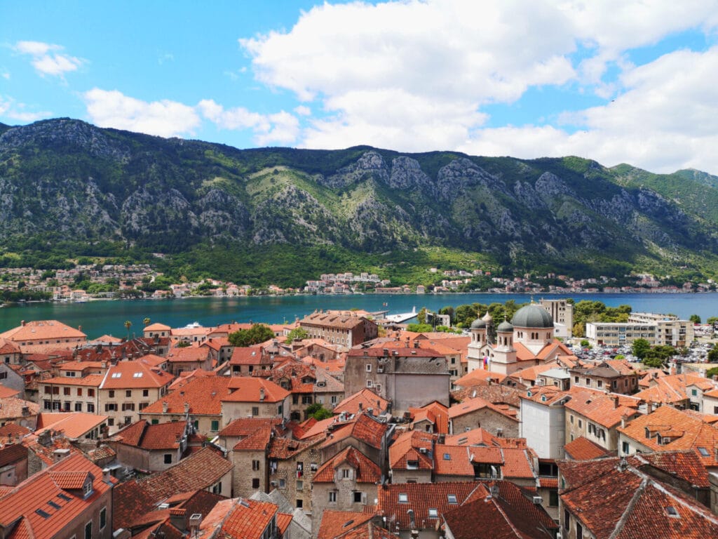 Views over Kotor Old Town and the surrounding Bay of Kotor, Montenegro