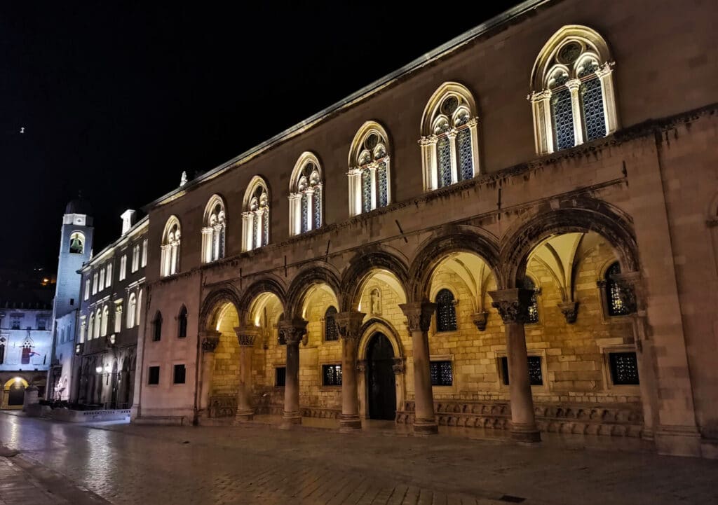 Rectors Palace, Dubrovnik Old Town at night.