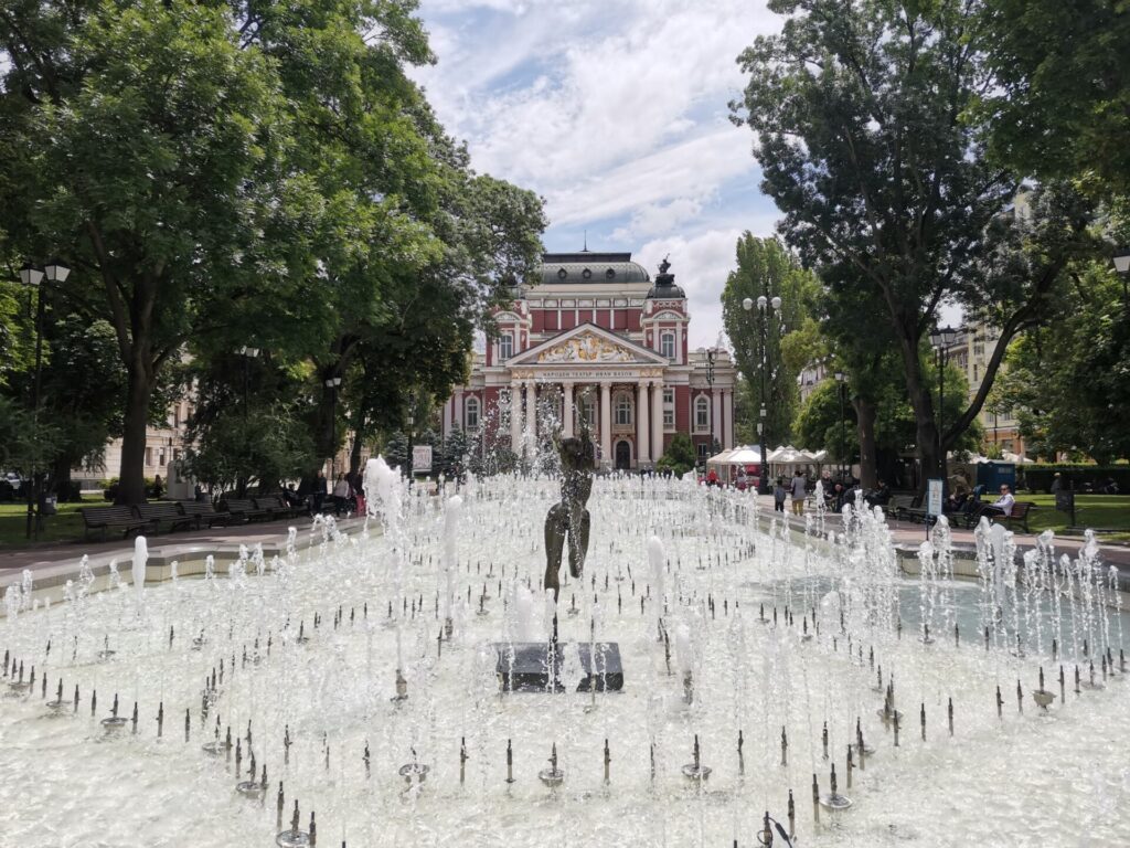 The theatre and fountains in Sofia, Bulgaria