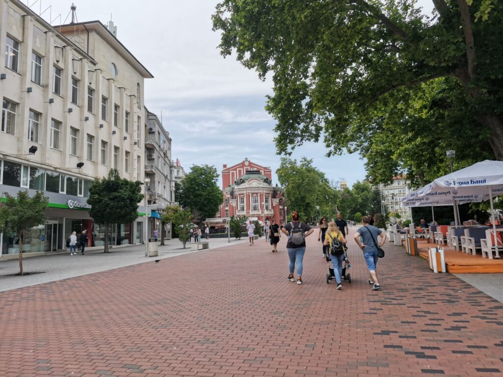 The pedestrianised streets of Varna, Bulgaria