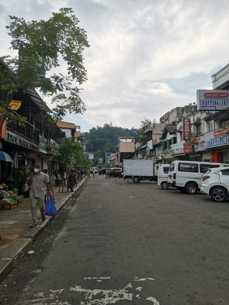 Streets of Kandy city centre on a cloudy day in Kandy, Sri Lanka