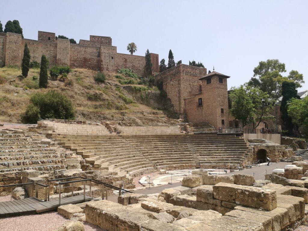 The roman amphitheatre on a beautifully sunny day in Malaga, Spain