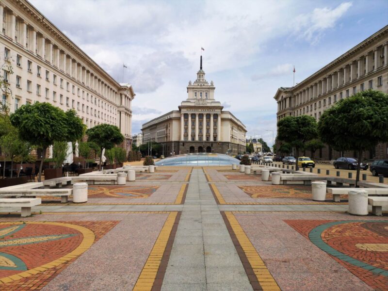 One of the best things to do in Sofia is to visit the Parliament and Government buildings on this beautifully paved square