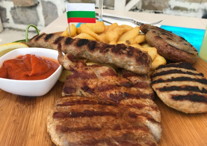 Traditional Bulgarian food which is an assortment of different grilled meats