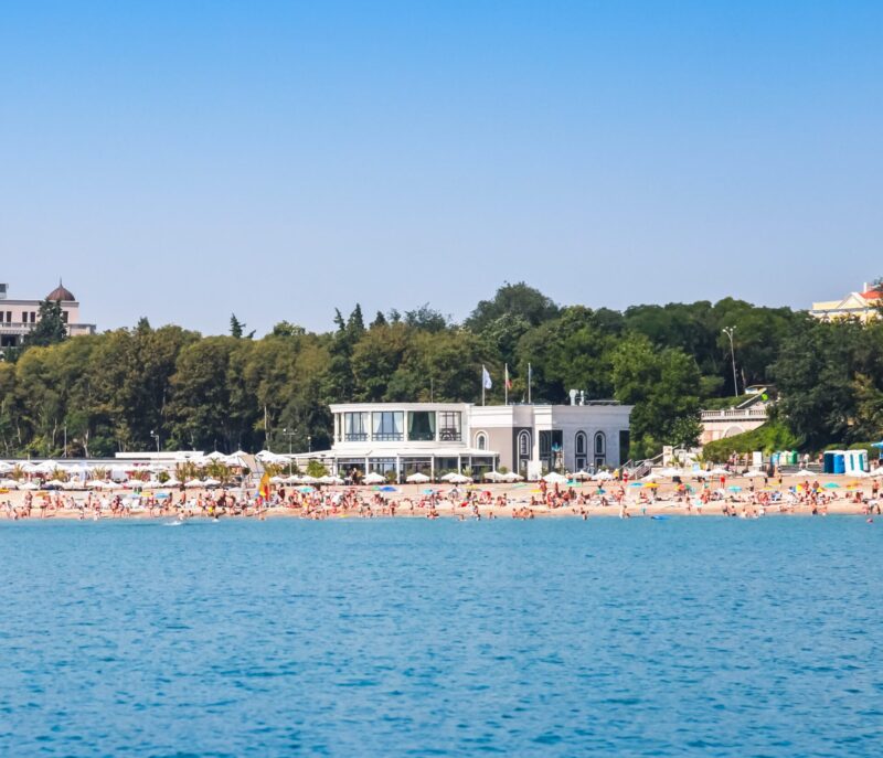 Neptune restaurant sits on the central beach in Burgas, Bulgaria - one of the best restaurants in Burgas