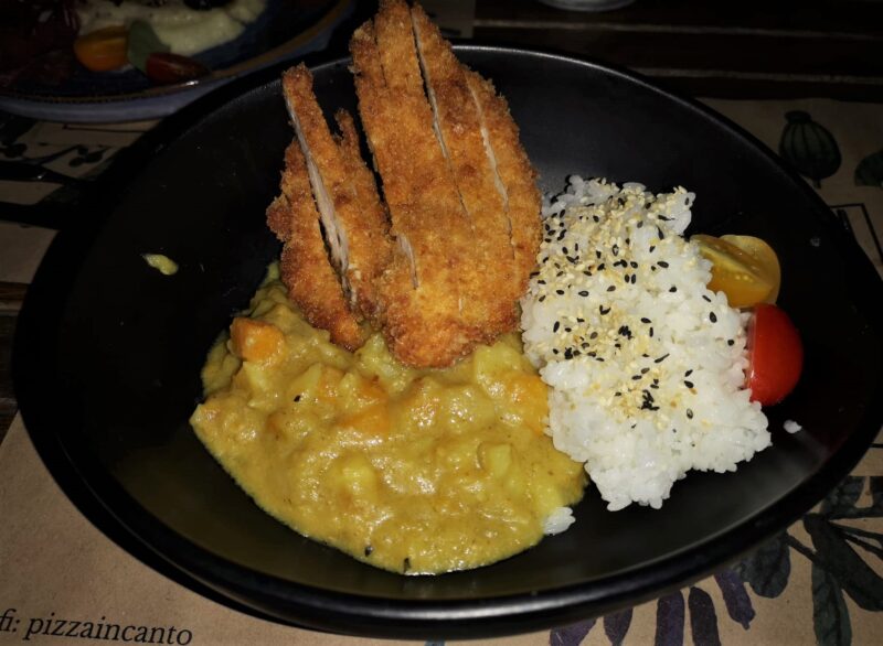 One of the best restaurants in Burgas - Incanto - A plate of Katsu curry with white rice