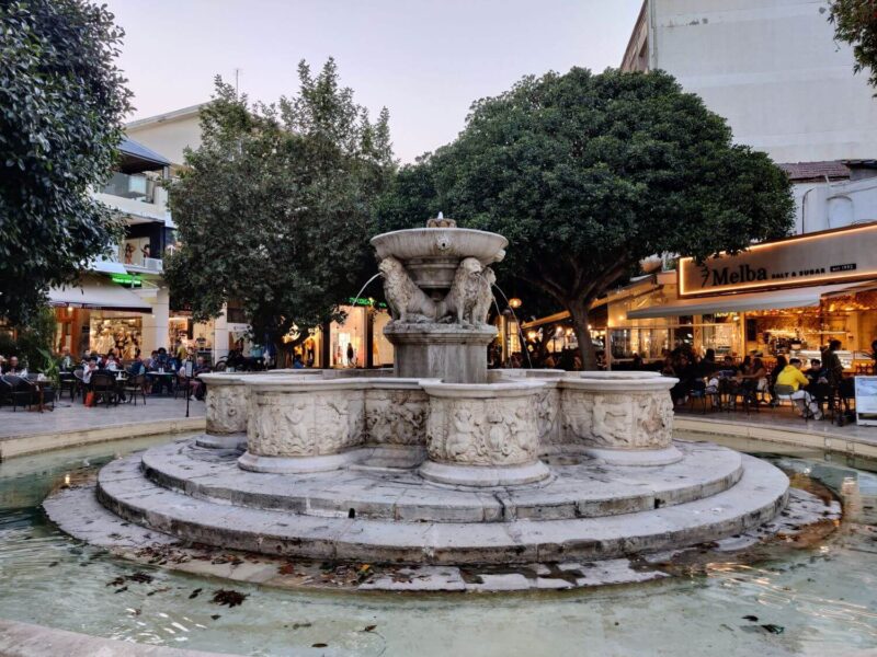 The Lions Fountain in Heraklion, Greece
