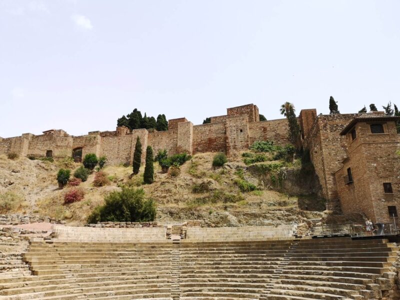 A view from the Roman Theatre to Gibralfaro Castle above, a must-see for those visiting Malaga