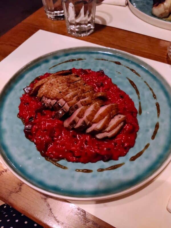 For something different, Salis is one of the best restaurants in Chania to try. This duck breast with beetroot risotto is just one example of the type of creative dishes you can sample at the restaurant